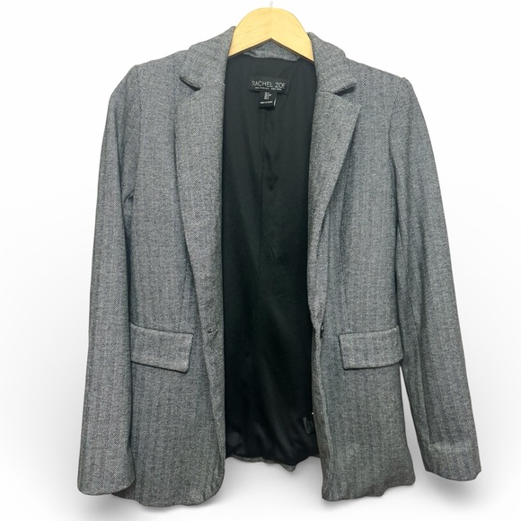 Rachel Zoe Grey Herringbone Blazer Jacket Small - Picture 2 of 7